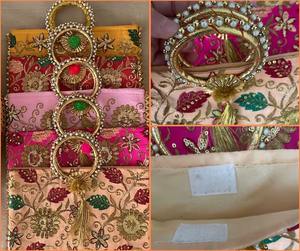 Indian/Pakistani Wedding Favor Bags Pooja Party Favor Lohri Eid Mehndi Sangeet Bulk Return Gift Bags Embroidered <b>Colourful</b> Purse - Product Image 4