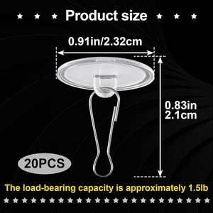 20 Pack piccoli ganci in metallo autoadesivi rimovibili appendiabiti trasparenti dischi da soffitto con autoadesivo da appendere - Product Image 4