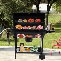 Barbecue au charbon de bois robuste en acier, forme tonneau, avec télécommande, pour cuisine extérieure et barbecue