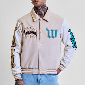 Haute qualité personnalisé hommes Vintage Letterman Varsity veste véritable Chenille broderie laine motif manches en cuir véritable - Product Image 1