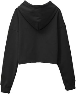 Sweat à capuche court en molleton de coton à manches longues avec logo personnalisé de haute qualité pour femme – Nouveauté best-seller - Product Image 2