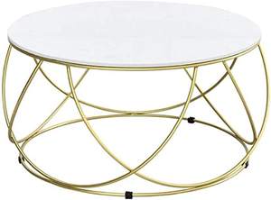 Recién llegado, muebles de sala de estar, mesa de centro de lujo de hierro y madera de Color dorado único, acabado Chapado en latón de forma redonda - Product Image 6