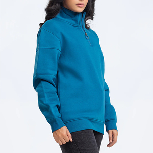 Sudadera con Capucha de Algodón Premium con Media Cremallera, Suave y Duradera, para Mujer, Invierno, Estampado Digital Sólido, Cuello Redondo, Informal, de Forro Polar - Product Image 2