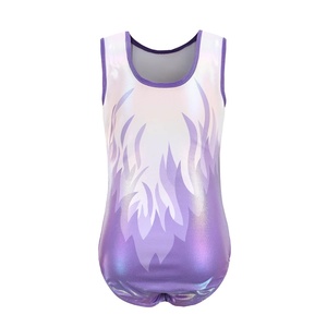 Offre Spéciale justaucorps de gymnastique sans manches pour filles vente en gros de conception de flamme de haute qualité avec logo personnalisé en spandex souple - Product Image 5