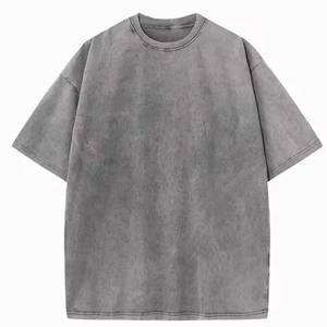 เสื้อยืดสลิมฟิตของผู้ชายมาใหม่สีสวยหรูหราซักด้วยกรดขนาดปกติสำหรับฟิตเนสคอลูกเรือ - Product Image 3