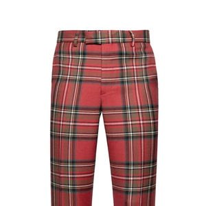 กางเกงผ้าตาหมากรุกเข้ารูปสำหรับผู้ชายกางเกงลายตารางเข้ารูปดีไซน์ตามสั่ง - Product Image 4