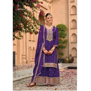 Costume Sharara pakistanais pour femmes, design ethnique élégant, broderie magnifique, tissu doux, parfait pour les fêtes, les mariages et les célébrations - Product Image 1
