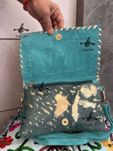 Sac à main en cuir de fourrure métallique Sac à main à bandoulière de style occidental Sac à main en bandoulière de style occidental - Product Image 4