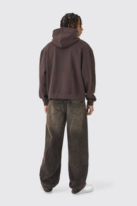 เสื้อฮู้ดโอเวอร์ไซส์สำหรับผู้ชายผ้าฟลีซหนาบุ100% มีซิประบายอากาศกันความร้อนสำหรับฤดูหนาวออกแบบโลโก้ได้ตามต้องการ - Product Image 2