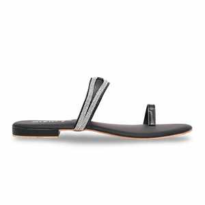 Sandales à talon fantaisie noires FN0737 Chappal - Product Image 4