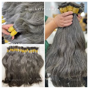 100% Extensiones de cabello humano Remy de alta calidad Gris natural Sin procesar para blanquear - Product Image 3