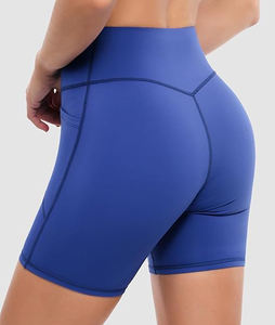 Pantalones cortos de Yoga de cintura alta para mujer Diseño acanalado sin costuras personalizado Leggings de cintura elástica, sin costuras, cintura alta - Product Image 4