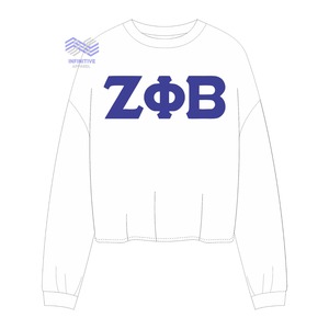 เสื้อสเวตเชิ้ตพิมพ์ลายผ้าฝ้าย 100% สีขาวสำหรับผู้หญิง Zeta Phi Beta ใส่สบายในฤดูหนาว ระบายอากาศได้ดี พร้อมโลโก้ด้านหน้า - Product Image 1
