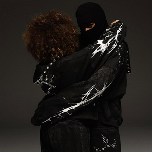 Pantalones de chándal acampanados lavado con ácido de diamantes de imitación fijación en caliente transpirable serigrafiado estilo callejero con logotipo personalizado chándal con cremallera estampado - Product Image 4