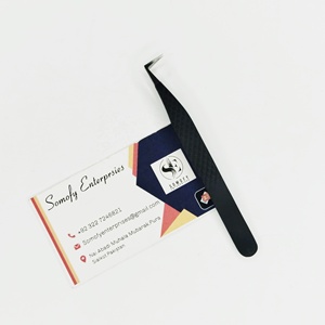 Wholesale Somofy Enterprises Matt Black <b>Silver</b> Tip Long Fiber 10mm Durable Precision Eyelash Tweezers 90 Degree Stainless Steel - Product Image 4