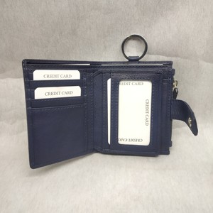 Wholesale Direct Factory Supply Multipurpose Zipper Pocket Cow Leather <b>Card</b> Holder Key Ring <b>Wallet</b> Men RFID Purse Button Close - Product Image 4