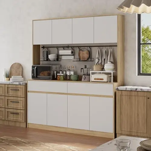 Aparador moderno de madera con estantes abiertos y cajones de almacenamiento para muebles de cocina o comedor - Product Image 3