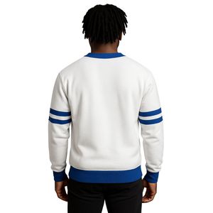 Sudadera Vintage Estilo Phi Beta Sigma con Cuello en V Blanco, Sudadera Universitaria Griega de Fraternidad Big Sigma con Letra Azul, Ropa Personalizada - Product Image 2