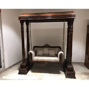 Columpio con acabado de nogal de aspecto moderno para vestíbulo, Columpio de madera de teca de doble poste para el hogar, con acabado brillante Columpio de madera de teca, muebles para el hogar del Reino Unido - Product Image 1