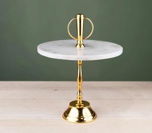 Support à gâteau en marbre haut de gamme avec base en métal durable pour la présentation, l'affichage dans le salon, décoration de service à domicile de qualité supérieure - Product Image 2