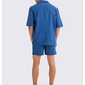 ชุดเสื้อเชิ๊ตผู้ชายสำหรับฤดูร้อนชุดกางเกงขาสั้นลำลองของผู้ชายชุดเสื้อเชิ้ตผ้าฝ้ายระบายอากาศ - Product Image 6