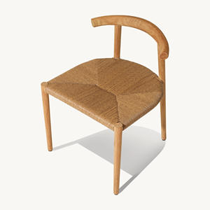 Chaise de salle à manger moderne de haute qualité Cadre en bois de teck massif avec siège en rotin synthétique tissé et coussin inclus - Product Image 3
