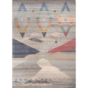 Freedom Manchaha Geometric Hand Knotted Wool Bamboo Silk <b>Rug</b> 9x12 Grey <b>Black</b> for Home Living Room Decorations 10mm - Product Image 1