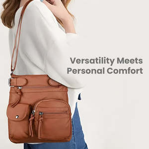 Women's Vintage Multi-Pocket Leather <b>Shoulder</b> Bag Single <b>Strap</b> Tassel Geometric Genuine Leather Polyester Zip for Summer Winter - Product Image 6