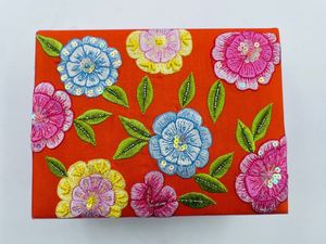 Organizador de Joyas de Tela de Algodón Rectangular Personalizado con Diseño Floral Grande, Bordado con Cuentas, Almacenamiento de Cosméticos, Anillos, Collares, Personalizado - Product Image 2