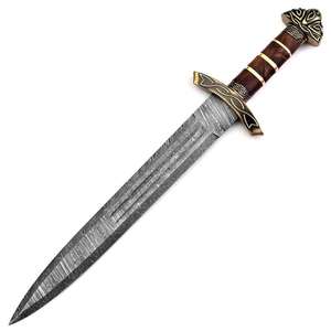 Hand Forged Damascus <b>Steel</b> Viking Sword with Carved Wooden Scabbard Medieval Norse Style Warrior Blade Wholesale Prices OEM - Product Image 5