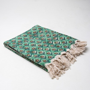 Wholesale Indian Cotton Floral Printed Organic Sofa <b>Throw</b> Blankets Cotton <b>Bed</b> <b>Throw</b> - Product Image 6