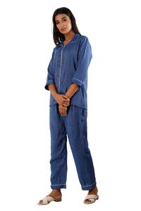 Traje de noche de algodón para mujer Conjunto de pijama estampado Vestido Ropa de dormir Monos y monos - Product Image 4