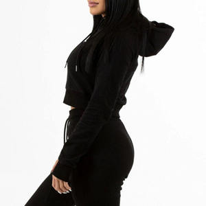 2024 haute qualité Crop Zipper up Vintage sweat à capuche pour les femmes \ coupe-vent Vintage tenue décontracté Patch travail dames recadrée à capuche - Product Image 2