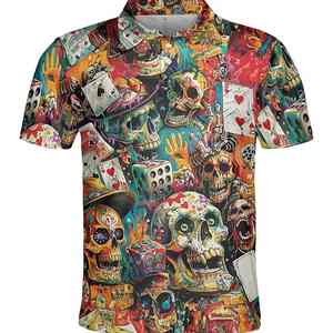 เสื้อโปโลกอล์ฟผู้ชายแบบซับลิเมชั่น พิมพ์โลโก้ตามสั่ง ผ้าโพลีเอสเตอร์ผสมสแปนเด็กซ์ เสื้อยืดแนวสตรีทแวร์สำหรับเล่นกีฬา - Product Image 1