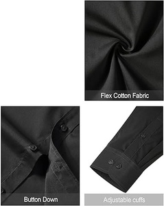 เสื้อเชิ้ตผู้ชายสีดำคุณภาพสูง ผ้าฝ้าย 100% ระบายอากาศได้ดี เป็นมิตรกับสิ่งแวดล้อม แห้งเร็ว ทรงเข้ารูป มีทุกขนาด - Product Image 3