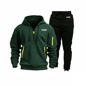 Ensemble de survêtement à capuche pour homme en nylon et coton, vêtements de sport élégants, ensemble de survêtement personnalisé pour la salle de sport, vêtements de rue, vente en gros - Product Image 2