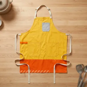 Delantal Clásico Azul Marino Resistente y Reutilizable con Tres Bolsillos, Delantal de Cocina de Lona Lavable a Máquina - Product Image 3