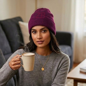 Gorro Clásico de Invierno, Gorro de Punto Suave y Elástico, Gorro Cálido y Elegante para Uso Diario, Informal, para Exteriores, con Diseño Jacquard - Product Image 2