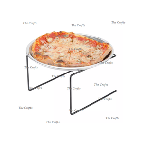 Set of Two Iron Handmade Black Color <b>Pizza</b> Serving Stand with Wood Handle Customizable Size & <b>Shape</b>-the Crafts Brand - Product Image 3