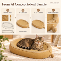 Yangyangpet Tapis tressé carré pour animaux de compagnie, couleur beige, avec rebord bas et jouet à suspendre en forme de balle