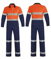 Combinaison de travail haute visibilité pour hommes en coton/polyester, respirante, imperméable, avec bandes réfléchissantes, antistatique, fluorescente, pour travaux routiers
