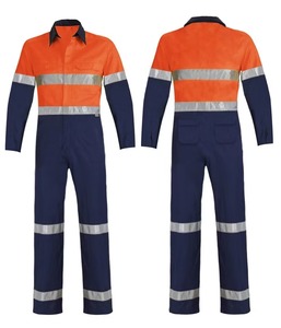 Ropa de trabajo de seguridad de alta visibilidad de algodón 100% para hombre, mono transpirable, impermeable, tiras reflectantes, fluorescente antiestático para carretera - Product Image 3