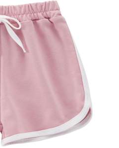 Pink <b>White</b> Trim <b>Shorts</b> <b>Women</b> Summer Soft Lightweight Elastic Waist Comfortable Casual Lounge Wear Running Gym Fashion Bottoms - Product Image 3