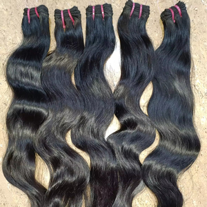 Tissage de cheveux ondulés vierges indiens non transformés Remy style facile 14-16-20 pouces extensions tissées - Product Image 1