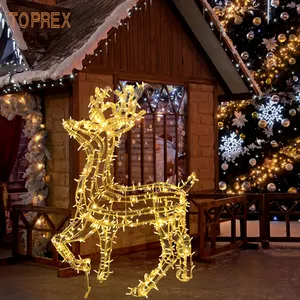 3D图案圣诞线框发光二极管户外圣诞发光二极管发光鹿装饰品圣诞鹿户外发光二极管灯