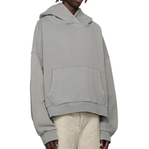 Vente en gros Prix Personnaliser Grande Capuche Épaules tombantes Baggy Fit Coton Polaire Vintage Lavage Hommes Sweats à Capuche Lourds - Product Image 2