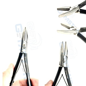 Pince à extensions capillaires professionnelle en acier inoxydable de 7 pouces, durable, réutilisable, à bouche plate, finition noire et argentée, lisse, de qualité commerciale - Product Image 4