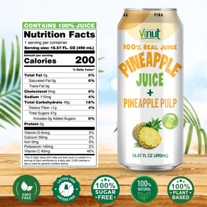 Boisson à la pulpe de jus d'ananas du Vietnam 490ml boîte sans sucre-OEM ODM fabrication de boissons de marque privée échantillon gratuit HALAL ISO - Product Image 3