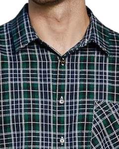 <b>Men</b> Plaid Button Up <b>Shirt</b> Dark Green Navy <b>Long</b> <b>Sleeve</b> <b>Casual</b> Checkered Flannel <b>Shirt</b> With Pocket Soft Autumn Winter Wholesale - Product Image 4
