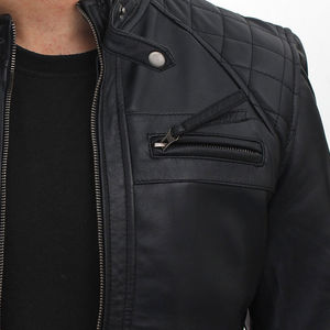 Chaqueta de Cuero Genuino Nueva para Hombre, Cuello Alto, Tela de Lona, Transpirable, Impermeable, Chaqueta de Cuero de Invierno a Precio Económico - Product Image 5